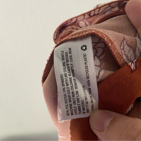 Maternity Burnt Orange Floral Tie Waist Cascade Sleeve Top Tunic Blouse Size XXL - Picture 5 of 7